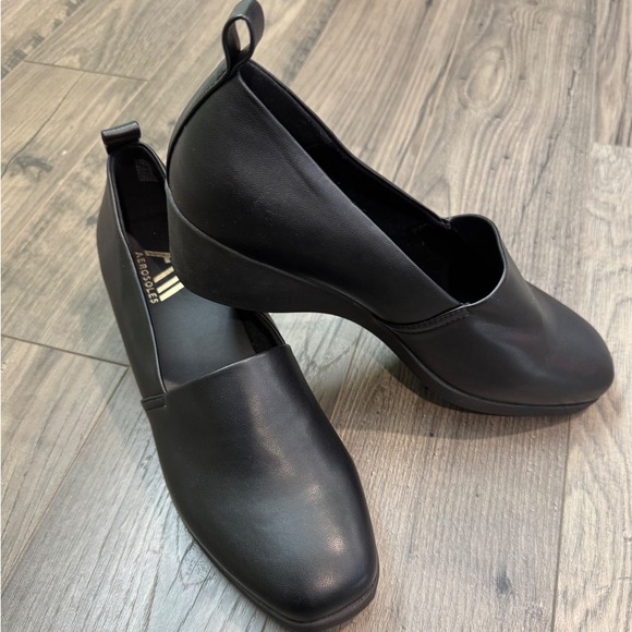 Aerosoles Womens Black Wedge Heel Slip On Shoes‎ Size 9 - Picture 4 of 8